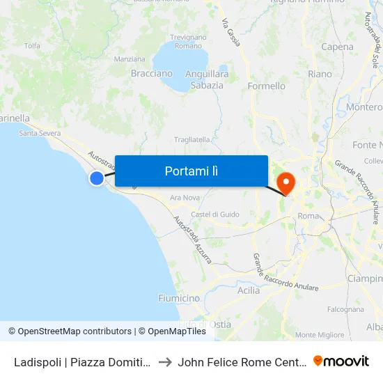 Ladispoli | Piazza Domitilla to John Felice Rome Center map