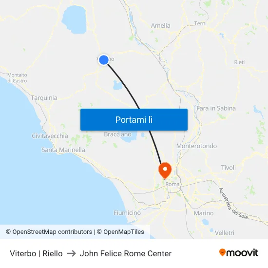 Viterbo | Riello to John Felice Rome Center map