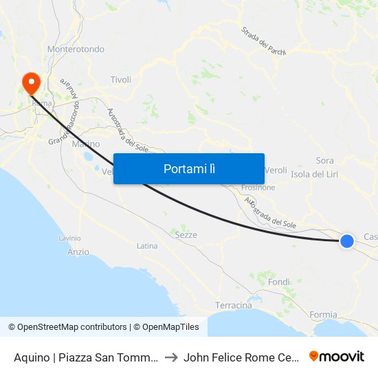 Aquino | Piazza San Tommaso to John Felice Rome Center map