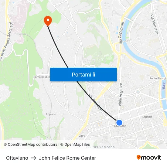 Ottaviano to John Felice Rome Center map