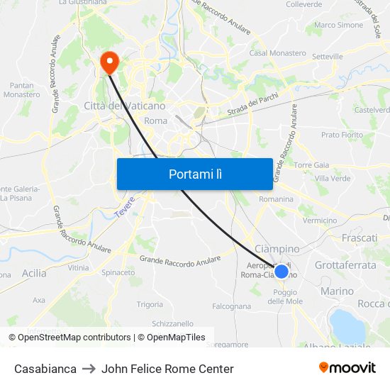 Casabianca to John Felice Rome Center map