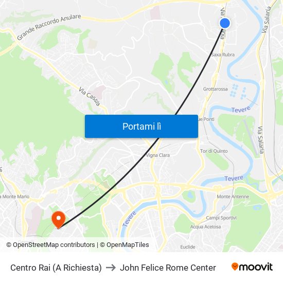 Centro Rai (A Richiesta) to John Felice Rome Center map