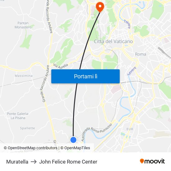 Muratella to John Felice Rome Center map