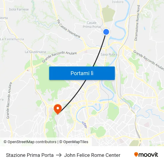 Stazione Prima Porta to John Felice Rome Center map