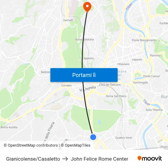 Gianicolense/Casaletto to John Felice Rome Center map
