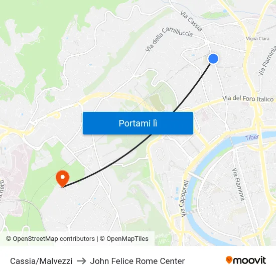 Cassia/Malvezzi to John Felice Rome Center map