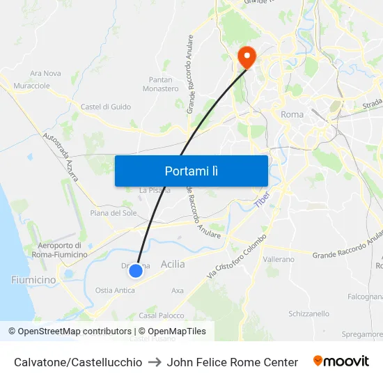 Calvatone/Castellucchio to John Felice Rome Center map