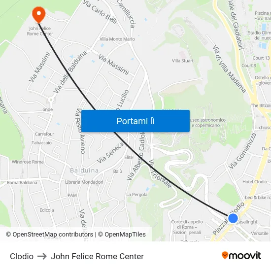 Clodio to John Felice Rome Center map