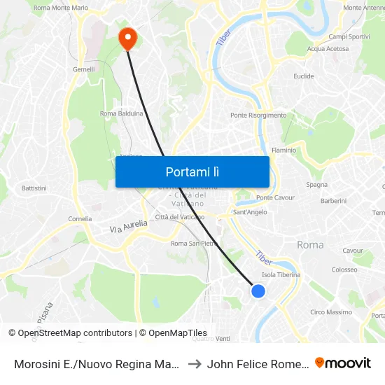 Morosini E./Nuovo Regina Margherita (H) to John Felice Rome Center map