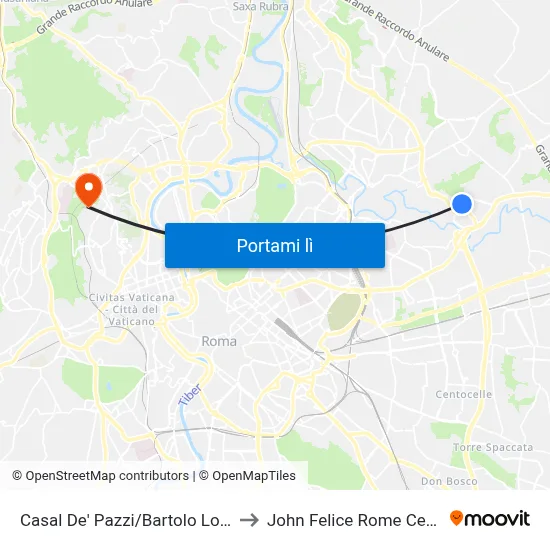 Casal De' Pazzi/Bartolo Longo to John Felice Rome Center map