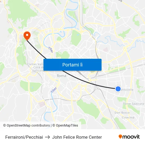 Ferraironi/Pecchiai to John Felice Rome Center map