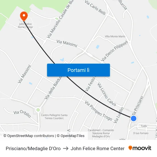 Prisciano/Medaglie D'Oro to John Felice Rome Center map
