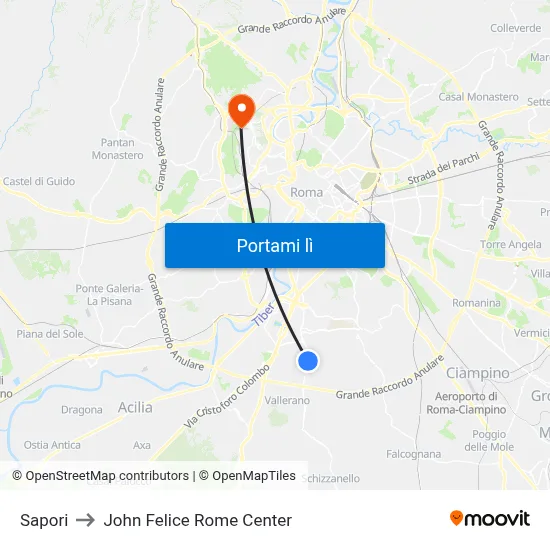 Sapori to John Felice Rome Center map