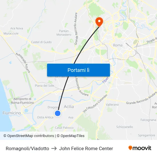 Romagnoli/Viadotto to John Felice Rome Center map