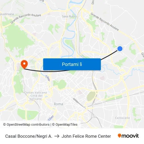 Casal Boccone/Negri A. to John Felice Rome Center map