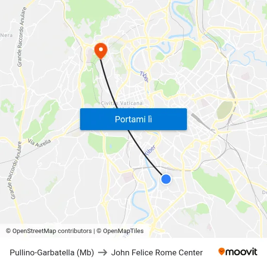 Pullino-Garbatella (Mb) to John Felice Rome Center map