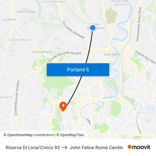 Riserva Di Livia/Civico 93 to John Felice Rome Center map