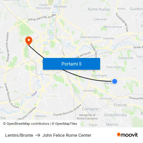Lentini/Bronte to John Felice Rome Center map