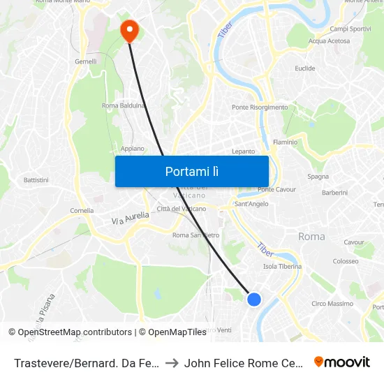 Trastevere/Bernard. Da Feltre to John Felice Rome Center map