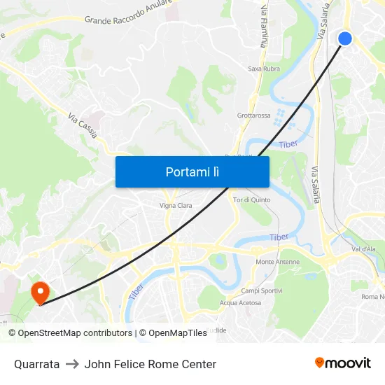Quarrata to John Felice Rome Center map