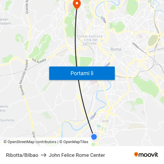 Ribotta/Bilbao to John Felice Rome Center map
