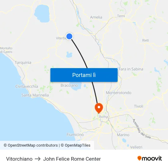 Vitorchiano to John Felice Rome Center map