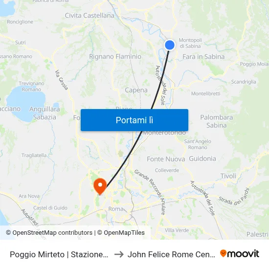 Poggio Mirteto | Stazione FS to John Felice Rome Center map