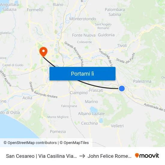 San Cesareo | Via Casilina Via Corridoni to John Felice Rome Center map