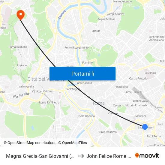 Magna Grecia-San Giovanni (Ma - Mc) to John Felice Rome Center map