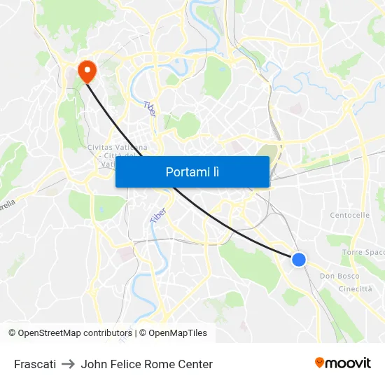 Frascati to John Felice Rome Center map