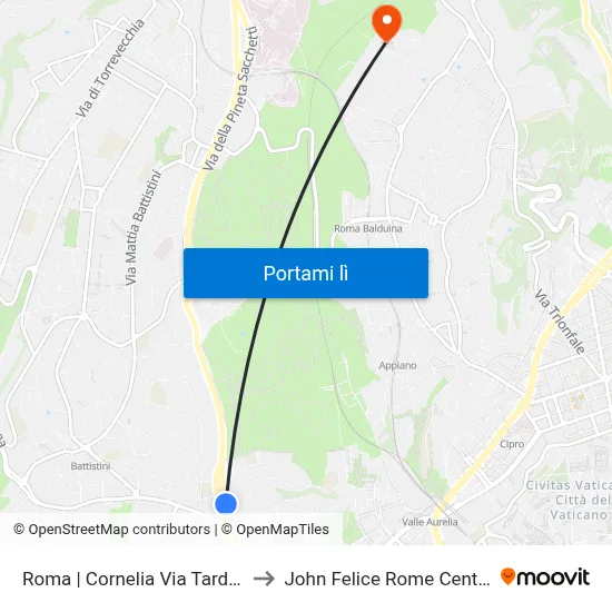 Roma | Cornelia Via Tardini to John Felice Rome Center map