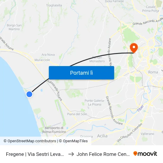 Fregene | Via Sestri Levante to John Felice Rome Center map