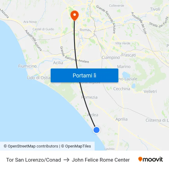 Tor San Lorenzo/Conad to John Felice Rome Center map