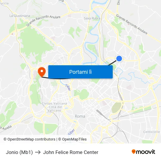 Jonio (Mb1) to John Felice Rome Center map