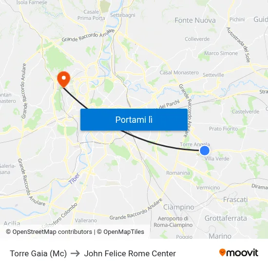 Torre Gaia (Mc) to John Felice Rome Center map