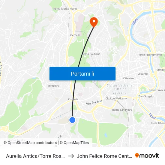 Aurelia Antica/Torre Rossa to John Felice Rome Center map