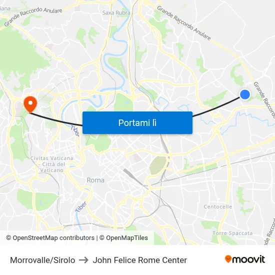 Morrovalle/Sirolo to John Felice Rome Center map
