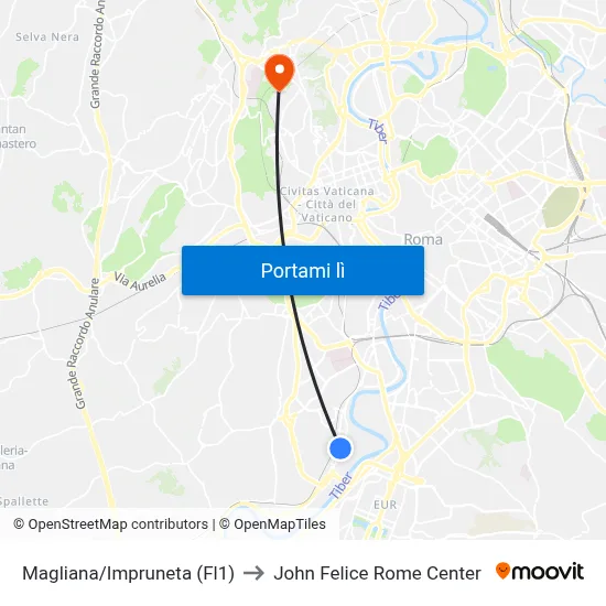 Magliana/Impruneta (Fl1) to John Felice Rome Center map