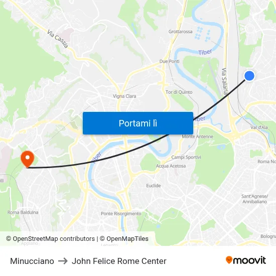 Minucciano to John Felice Rome Center map