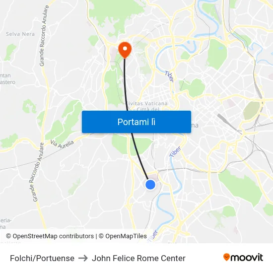 Folchi/Portuense to John Felice Rome Center map