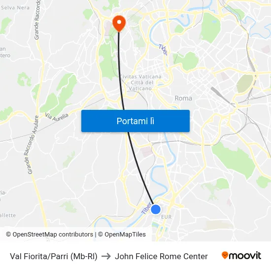 Val Fiorita/Parri (Mb-Rl) to John Felice Rome Center map
