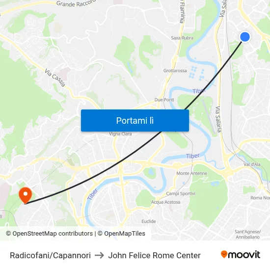 Radicofani/Capannori to John Felice Rome Center map