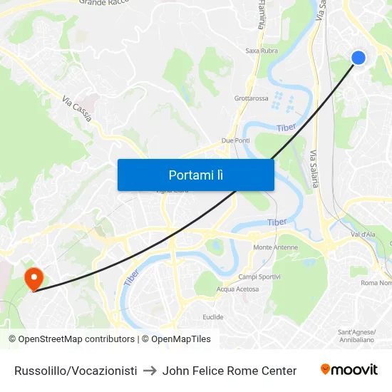 Russolillo/Vocazionisti to John Felice Rome Center map