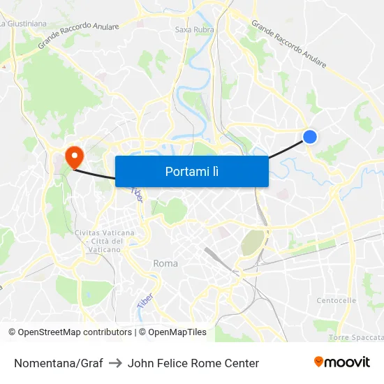Nomentana/Graf to John Felice Rome Center map