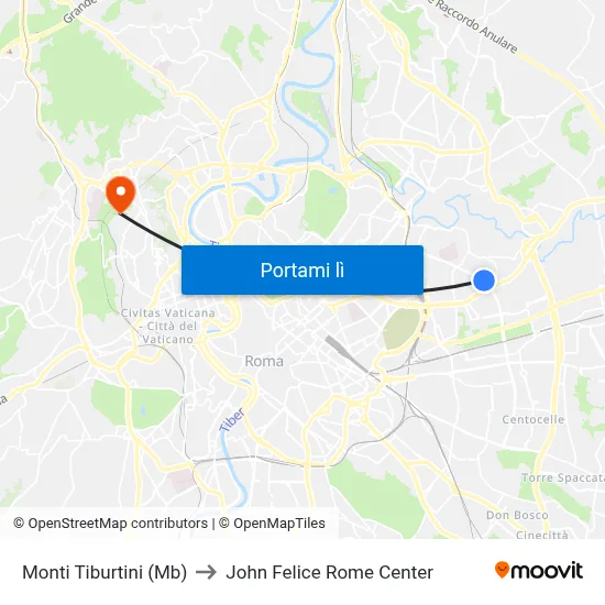 Monti Tiburtini (Mb) to John Felice Rome Center map