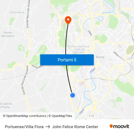 Portuense/Villa Flora to John Felice Rome Center map