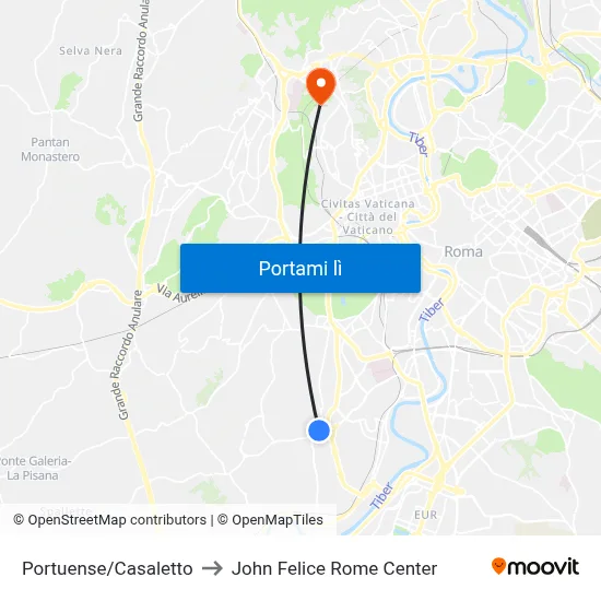 Portuense/Casaletto to John Felice Rome Center map