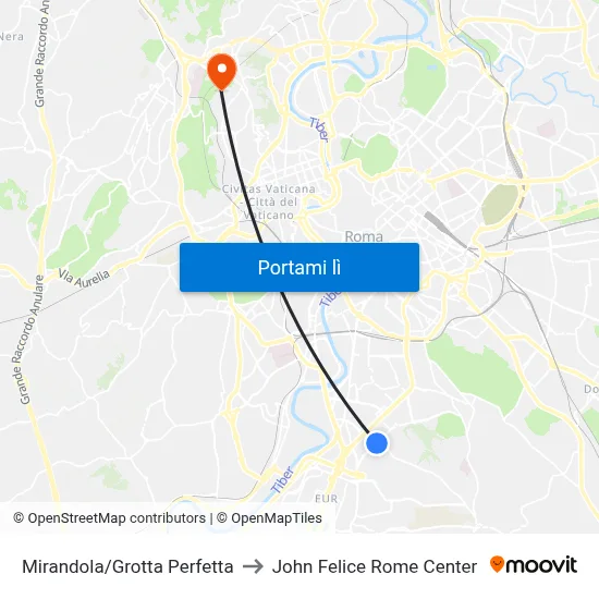 Mirandola/Grotta Perfetta to John Felice Rome Center map