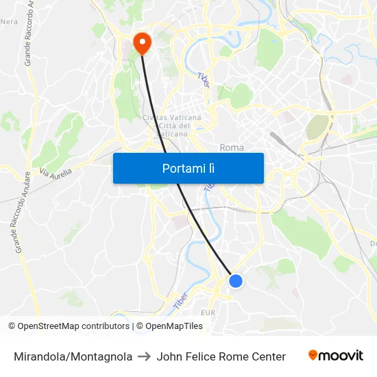 Mirandola/Montagnola to John Felice Rome Center map