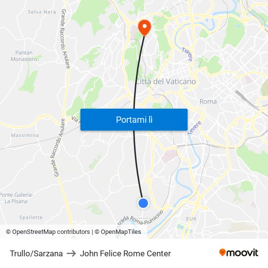 Trullo/Sarzana to John Felice Rome Center map